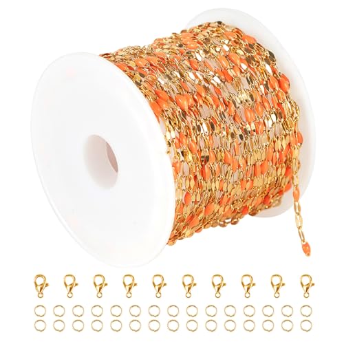 UMAOKANG 5 Meters Bulk Chain for Jewelry Making - Gold Plated Stainless Steel DIY Jewelry Supplies Findings - Image 1