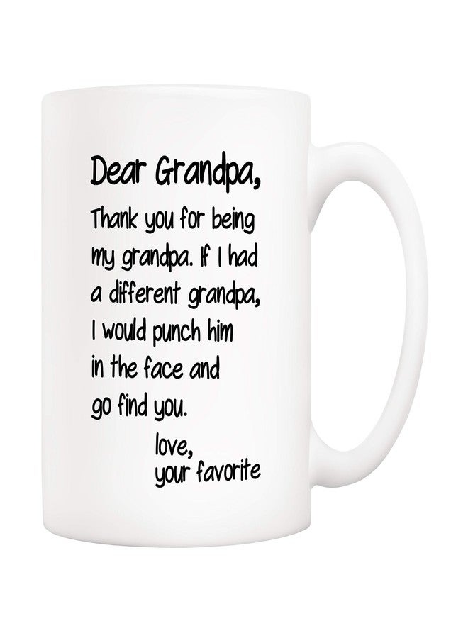 5Aup Father's Day Funny Grandpa Coffee Mug Christmas Gifts from Grandson Granddaughter, Dear Grandpa, Thanks for Being... Love Your Favorite Cups 11 Oz, Birthday Present Idea for Grandfather - Image 1