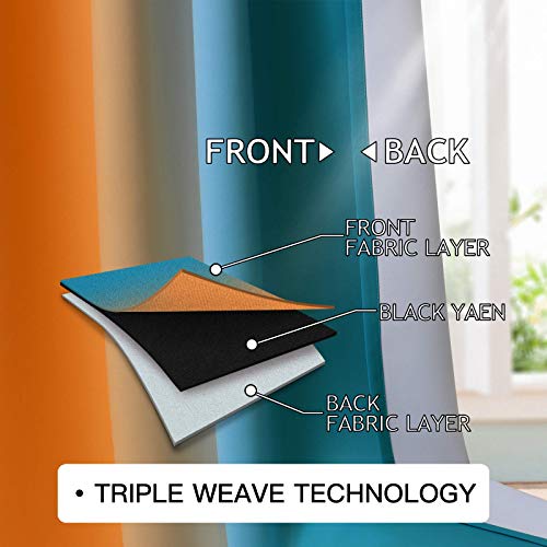 COSVIYA Grommet Ombre Room Darkening Curtains 54 inches Length for Kids/Girls Bedroom, Polyester Light Blocking Orange and Blue Gradient Window Drapes/Curtains for Living Room,2 Panels, 52x54 inches - Image 4