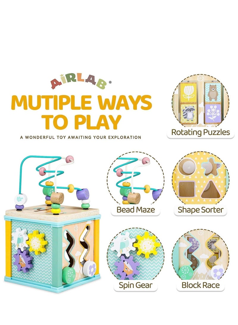 SYOSI Montessori Toys, Wooden Activity Cube, Baby Sensory Interactive Toys, Suitable for 1-2 Year Old Baby, Toddler, Kid, Boy Birthday Gift  - Image 2