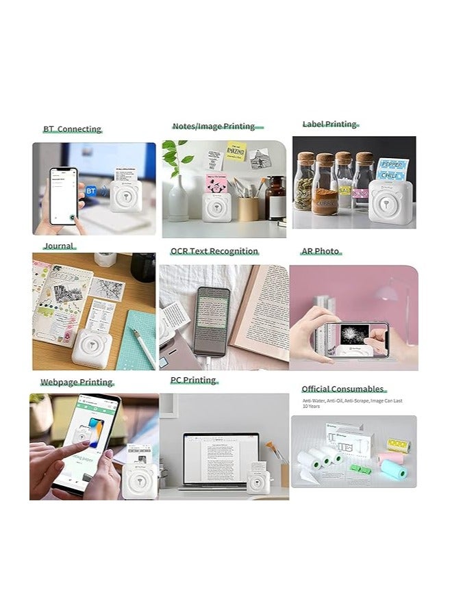 بيري بيدج بيريبيج طابعة صور للجيب، طابعات حرارية صغيرة HD تعمل بالبلوتوث للهاتف، طابعة ملصقات ايصالات محمولة متوافقة مع اندرويد/iOS/ويندوز، هدية للاطفال والبنات - Image 3