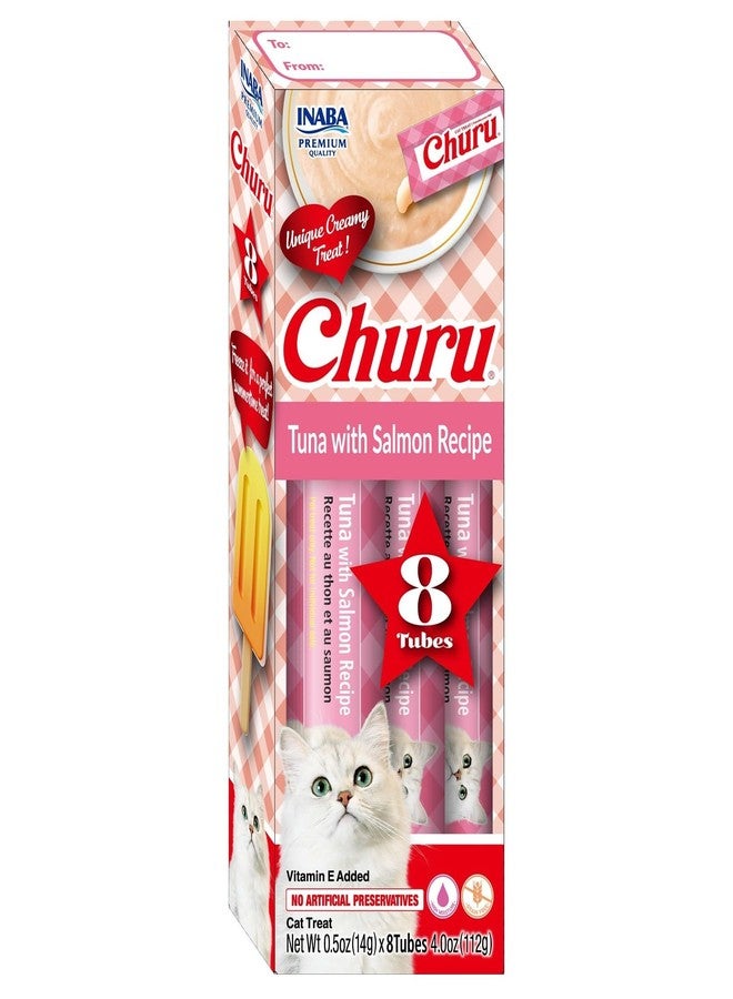 INABA Churu Lickable Purée Natural Cat Treats Gift Box - Tuna with Salmon Recipe, 8 Tube Gift Box - Image 1