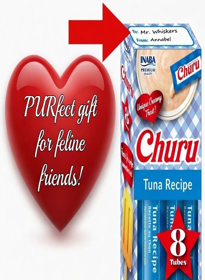 INABA Churu Lickable Purée Natural Cat Treats Gift Box - Tuna with Salmon Recipe, 8 Tube Gift Box - Image 3