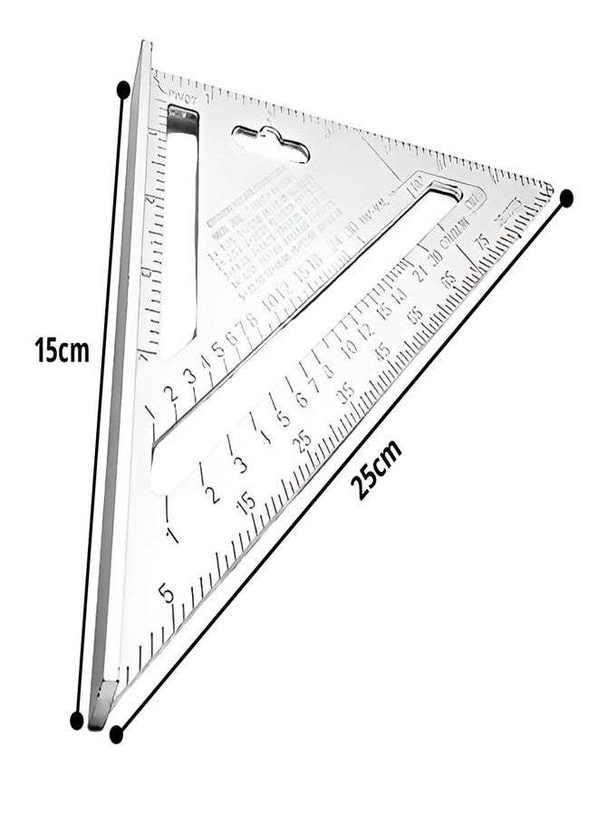 DeoDap Speed Square 7-Inch - Double-Sided Scale 45° & 90° Triangle Ruler Measurement with Metric Inch - Aluminum Alloy Rafter Square Tool for Carpentry, Woodwork, Industrial Construction (Pack of 1) - Image 2