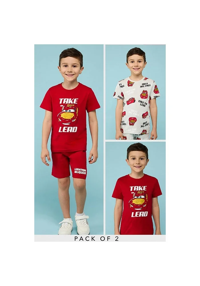 أر أند بي 2 Pack Cars Print T-Shirt with Short Sleeves