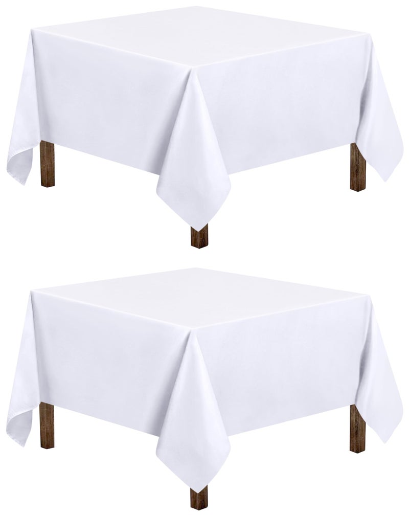Utopia Kitchen Square Table Cloth 2 Pack [54x54 Inches  White] Tablecloth Machine Washable Fabric Polyester Table Cover for Dining  Buffet Parties  Picnic  Events  Weddings and Restaurants - Image 1