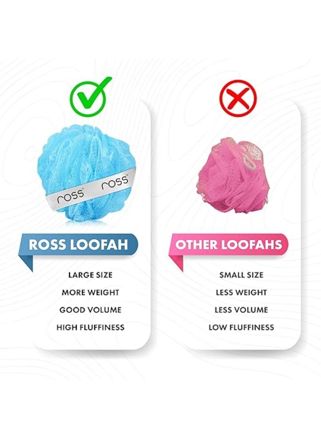 ross Large Bath Loofah Sponge Scrubber Exfoliator for High Lather Cleansing (Peach and Blue) - Image 4