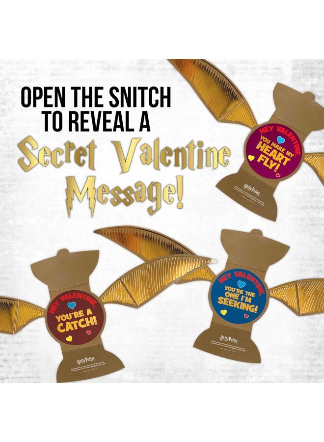 Harry Potter Golden Snitch Valentine's Day Card Set for Kids, 28 Card Pack & Envelopes - Shiny Gold Foil Snitch Cards with Fun Greetings - Great for School Classroom Exchange Parties - Boys & Girls - Image 3