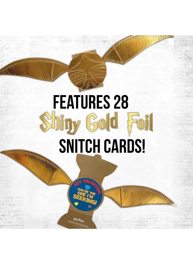 Harry Potter Golden Snitch Valentine's Day Card Set for Kids, 28 Card Pack & Envelopes - Shiny Gold Foil Snitch Cards with Fun Greetings - Great for School Classroom Exchange Parties - Boys & Girls - Image 2