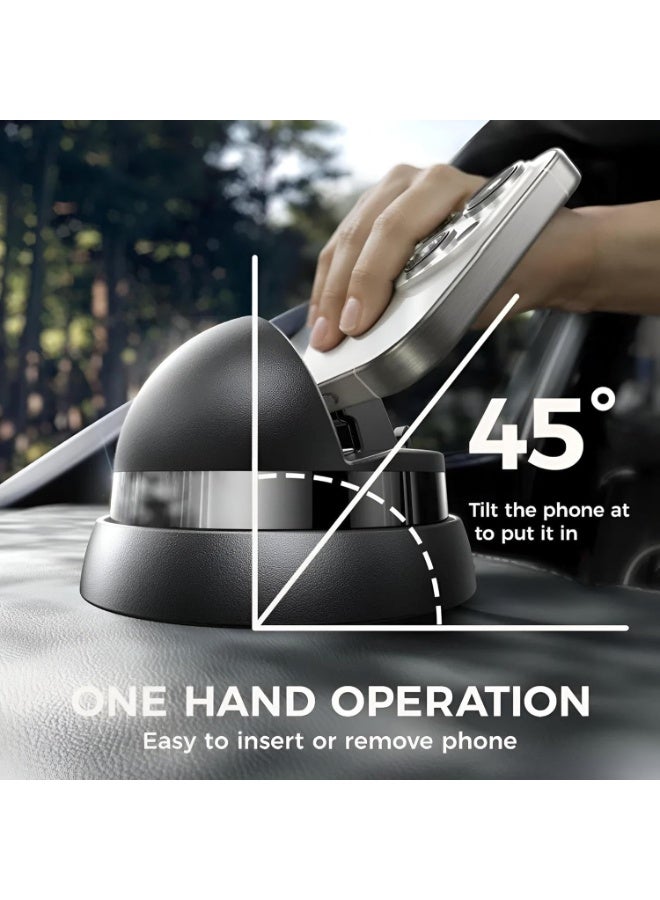 Car Phone Holder Mount with 360° Rotation and Adjustable Angle for Easy One-Hand Use, Black - Image 2