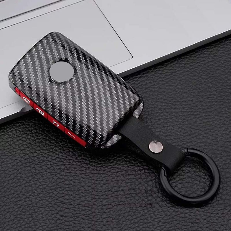 RoyalfoxTM 234 Buttons Hard PC Smart keyless Side Buttons Remote Key Fob case Cover for 20192021 Mazda 3 Mazda 3 Hatchback Mazda CX4 CX5 CX8 CX9 CX30 Mazda 6 WAZSKE11D01 Black with red