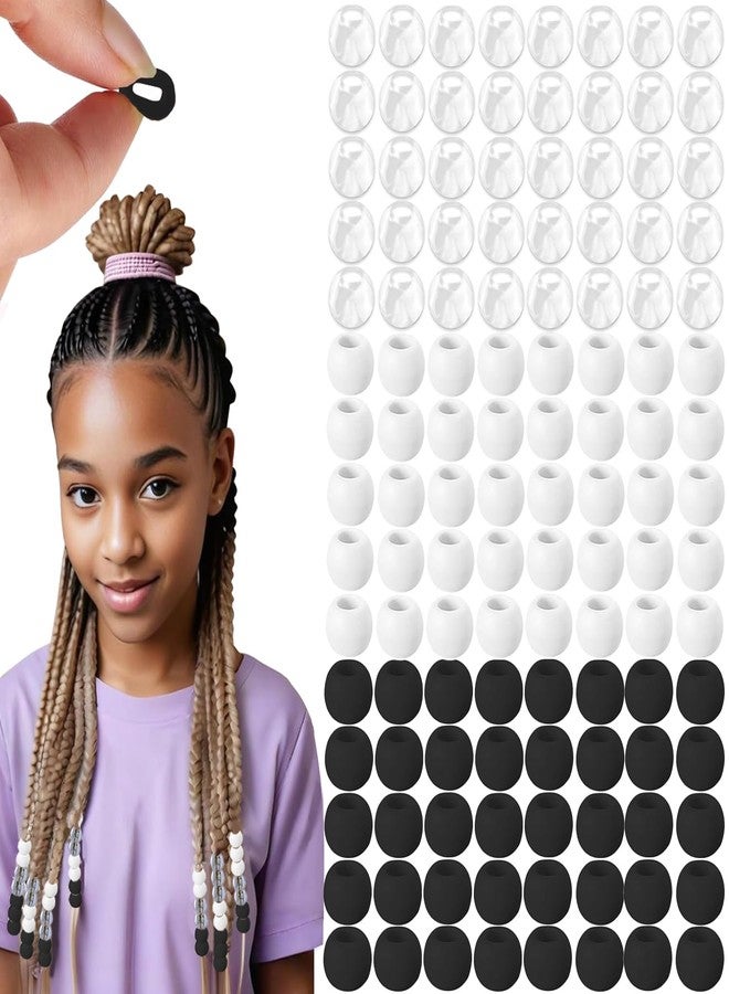 Everfunny 120 Pcs Silicone Hair Beads for Women Girls Braids, Soft Colorful Pony Beads Bulk for Kids Girls Women Hair Accessories for Braids (Black) - Image 1