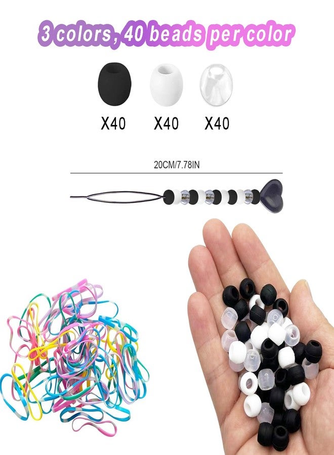 Everfunny 120 Pcs Silicone Hair Beads for Women Girls Braids, Soft Colorful Pony Beads Bulk for Kids Girls Women Hair Accessories for Braids (Black) - Image 3