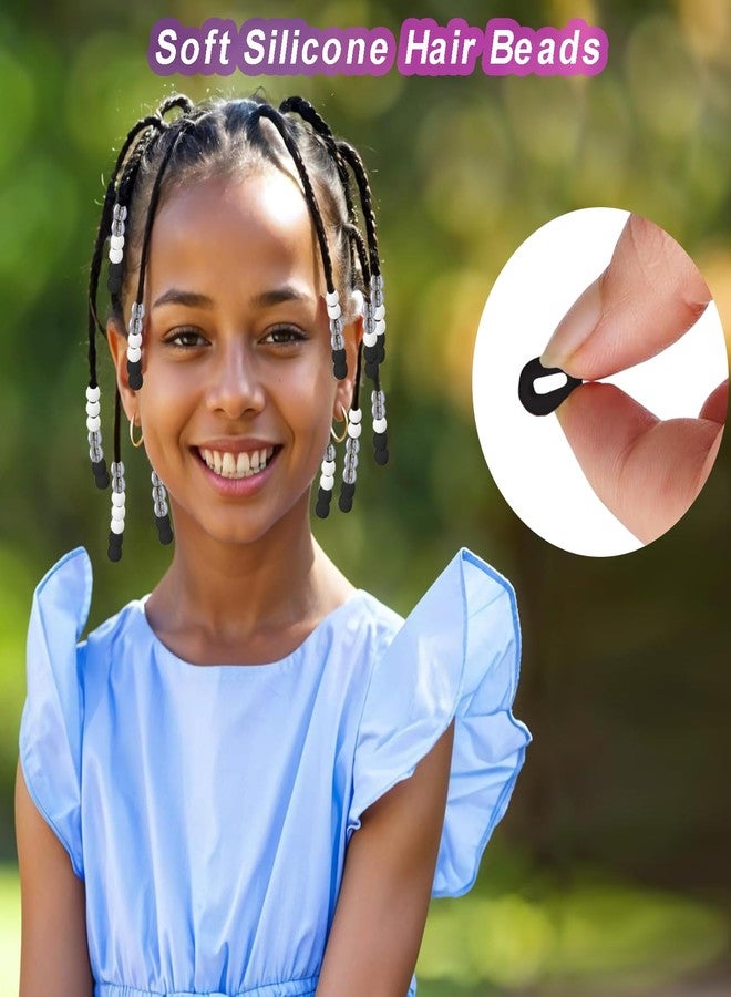 Everfunny 120 Pcs Silicone Hair Beads for Women Girls Braids, Soft Colorful Pony Beads Bulk for Kids Girls Women Hair Accessories for Braids (Black) - Image 4