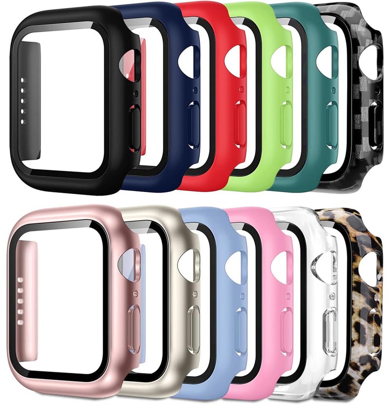 Pocoukate 12 Pack Case 44mm with Tempered Glass Screen Protector Hard PC Compatible with Apple Watch Series SE 3/6/5/4 44mm, iWatch Accessories Full Scratch-Resistant Protective Cover - Image 1