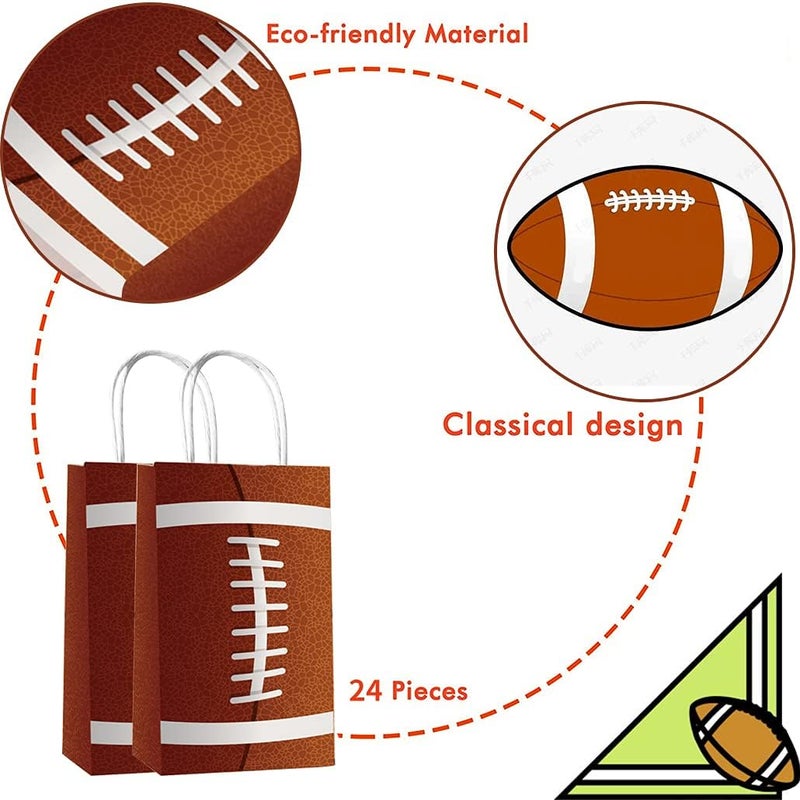 Weesdsio 24 Pack Football Goodie Bags with Handle Football Gift Bags Football Bag for Birthday Party Decorations - Image 4