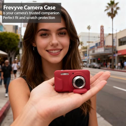 Frevyve Case for Kodak PIXPRO FZ55 Digital Camera Accessories, Soft Silicone Protective Case, Slim Fit Sleeve with Removable Lens Cover and Screen Protector, Lightweight, Anti-Scratch (Dark Red) - Image 4