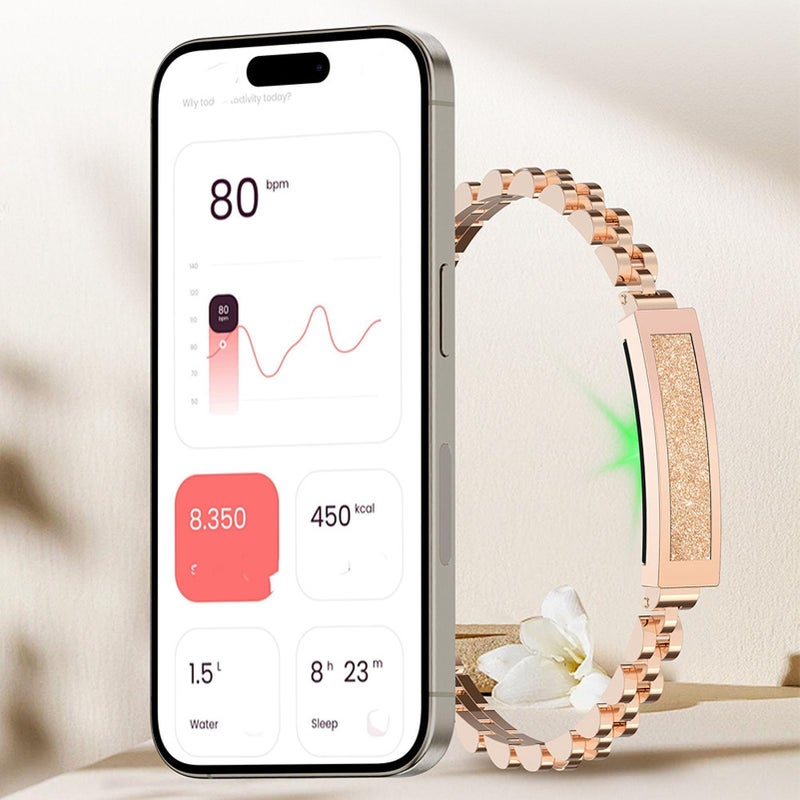 Gold Smart Health Bracelet Fitness Tracker With Step Counter Sleep Tracking Remote Photo Control - Image 4