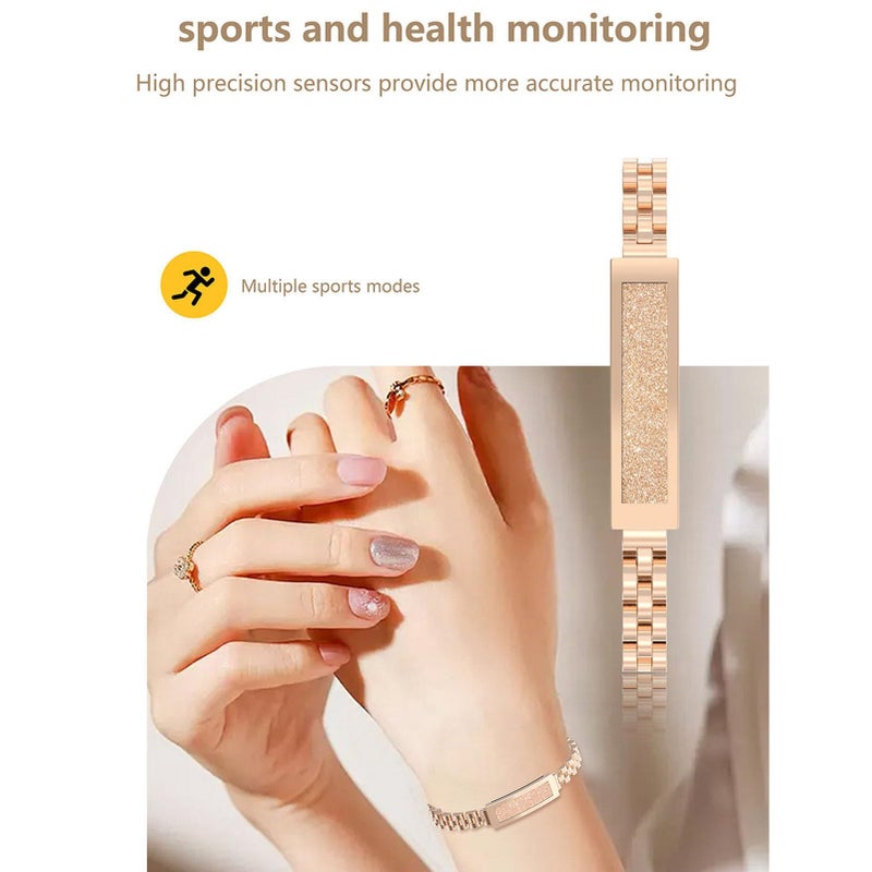 Gold Smart Health Bracelet Fitness Tracker With Step Counter Sleep Tracking Remote Photo Control - Image 5