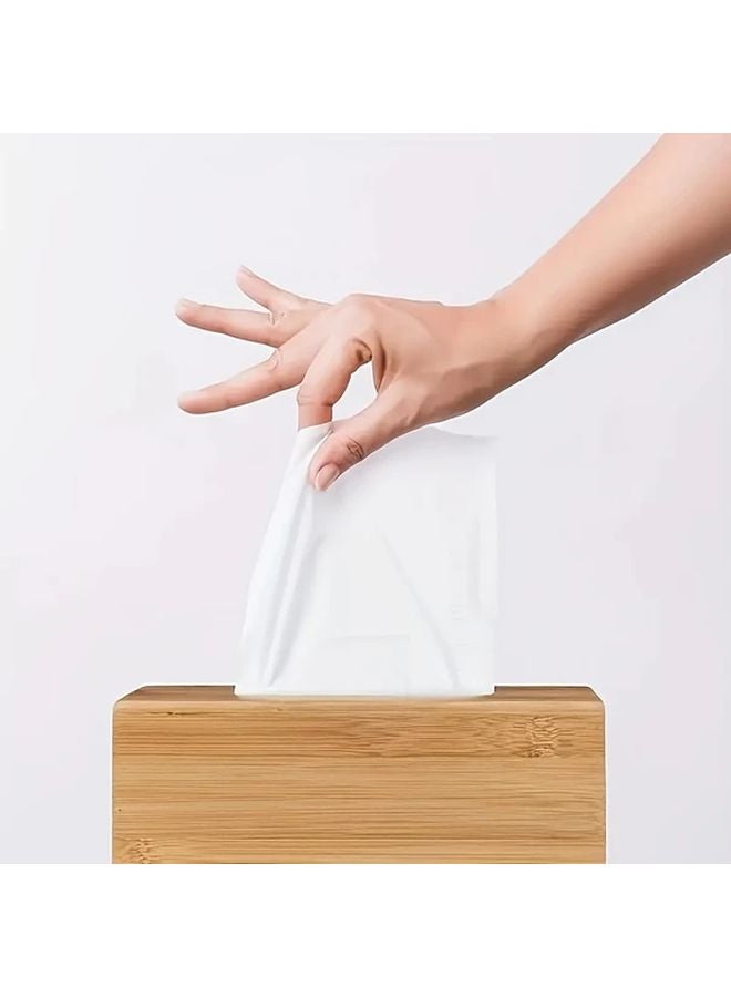 Modern Minimalist Recycled Wood Tissue Box Space Saving Tabletop Organizer - Image 3