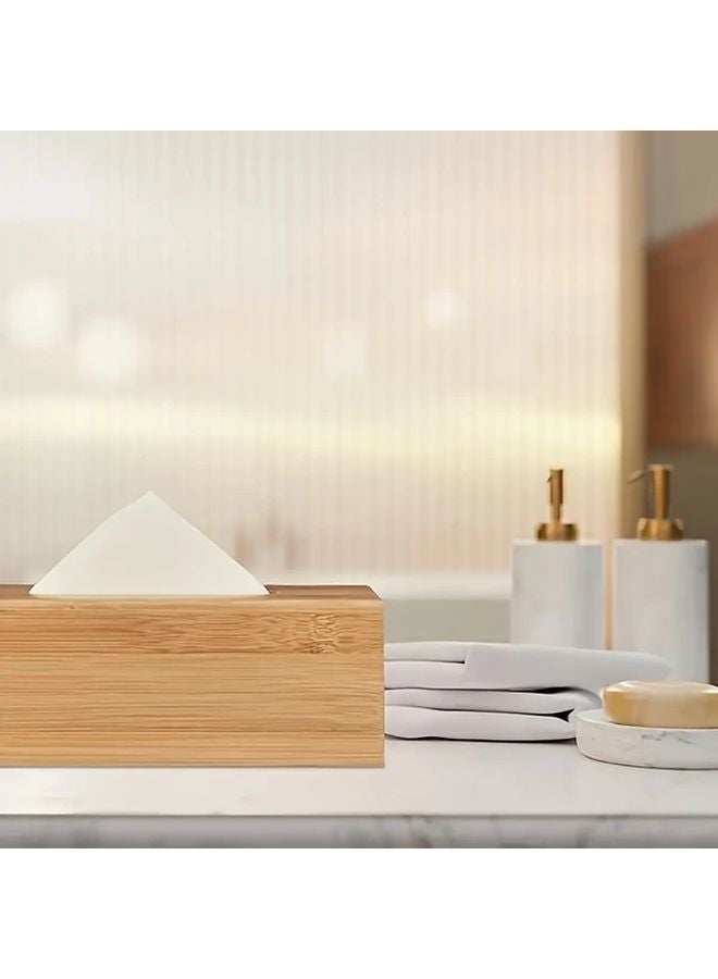 Modern Minimalist Recycled Wood Tissue Box Space Saving Tabletop Organizer - Image 1