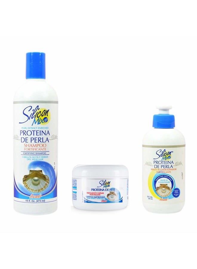 Silicon Mix Protieina De Perla Shampoo 16oz & Treatment & Leave-in 8oz"Set" - Image 3