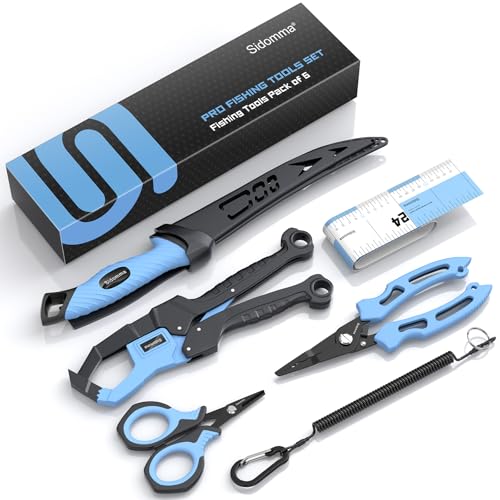 Sidomma Pro Fishing Gear and Equipment Tools Accessories Kit with Fishing Pliers Fillet Knife Scissors Fish Lip Gripper Fish Ruler Fishing Gifts for Men Saltwater Fishing Fly Fishing Ice Fishing - Image 1