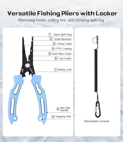Sidomma Pro Fishing Gear and Equipment Tools Accessories Kit with Fishing Pliers Fillet Knife Scissors Fish Lip Gripper Fish Ruler Fishing Gifts for Men Saltwater Fishing Fly Fishing Ice Fishing - Image 3
