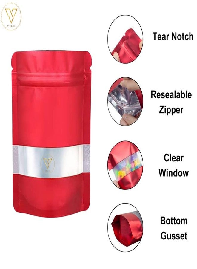 VELEXE Red Matte Zip Lock Stand Up Pouches | 200mm*300mm | 1KG | Pack of 50 | Reusable, Leakproof & Airtight Multi-Purpose Pouches with Self-Sealing Technology - Image 3