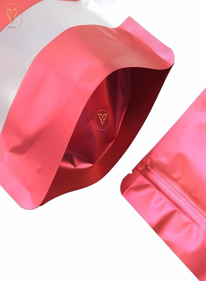VELEXE Red Matte Zip Lock Stand Up Pouches | 200mm*300mm | 1KG | Pack of 50 | Reusable, Leakproof & Airtight Multi-Purpose Pouches with Self-Sealing Technology - Image 4