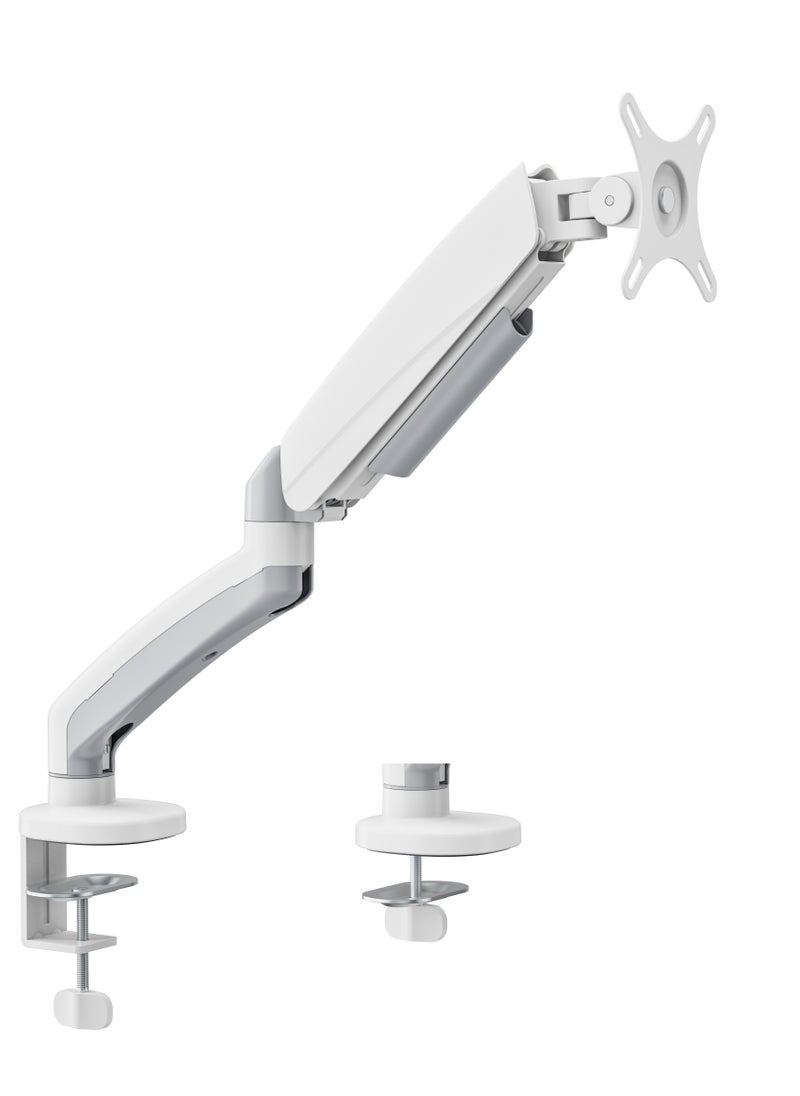INFINIARC Single Screen Mechanical Spring Monitor Arm Fits 17"-32" Monitors, Curved Monitor Support, 2 to 9kg Weight Capacity, 450mm Extension, 180° Rotation,Tilt, Swivel, Cable Management – White  - Image 1