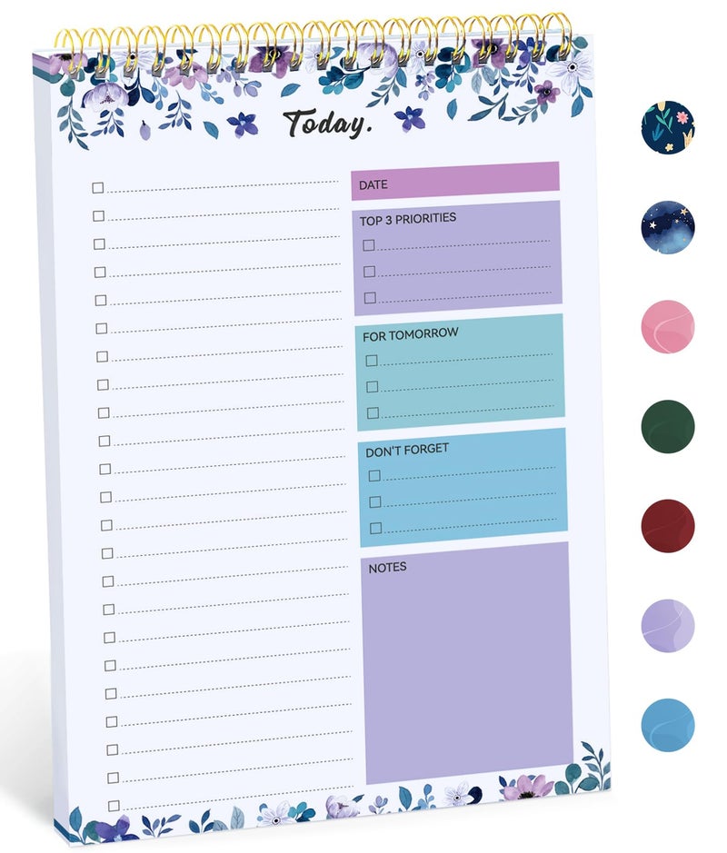 Taja To Do List Notepad - To Do List Notebook for Work with 52 Sheets, 9.8" x 6.5", Undated Daily Planner Perfect for Daily Tasks and Goal Setting, Notepad Suitable for Office, Home & School - VioletBloom - Image 1