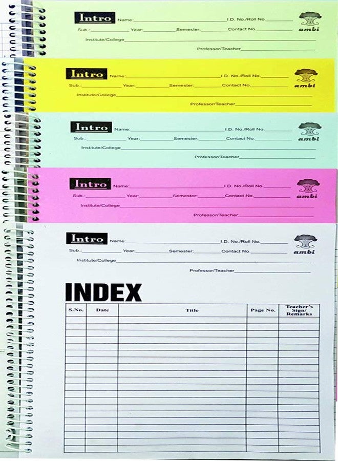 amblitz 5 Subject Notebook | Unruled | 300 Pages | 5-in-1 Master Notebook – Organize Your Subjects, Rule Your Semester | A4 Size | 70 GSM Thick | Color Index Partition - Image 4