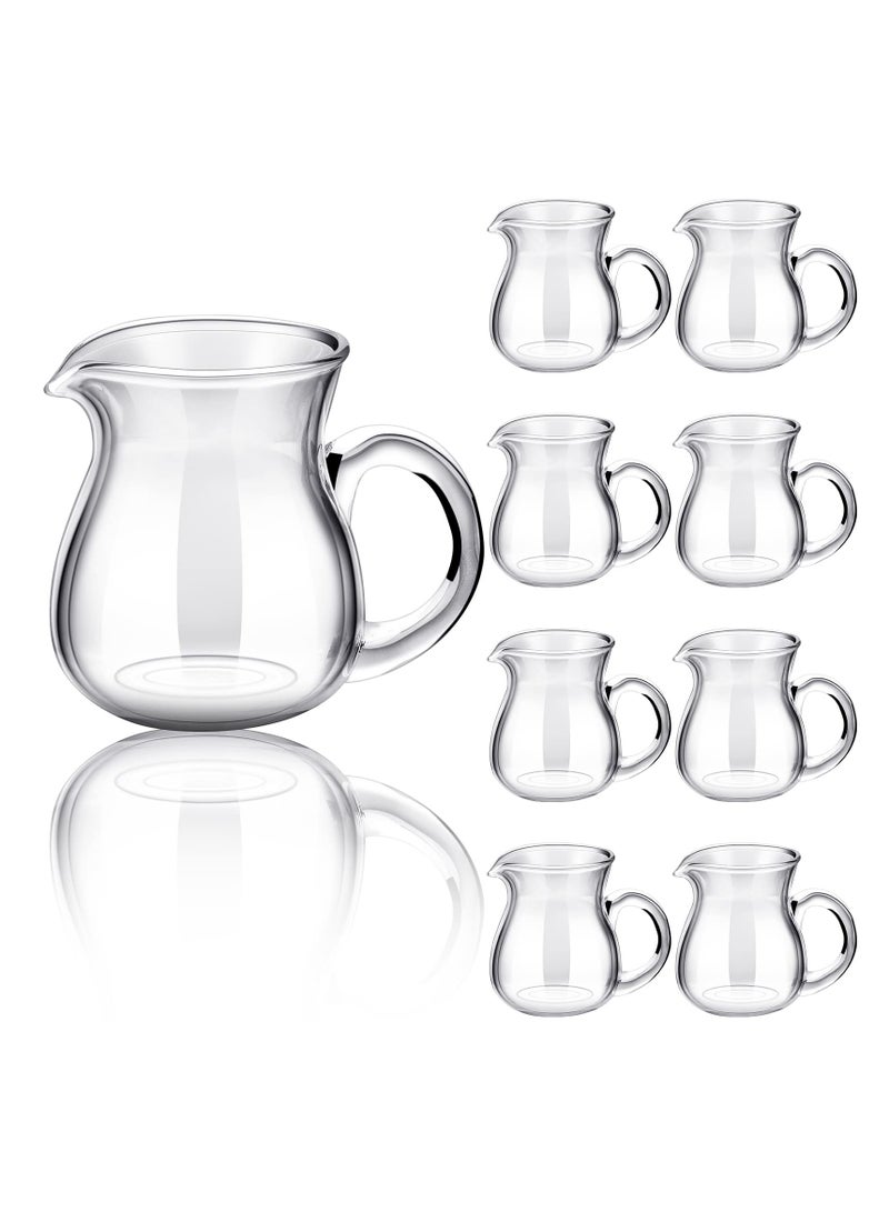 Excefore 4 Pcs Glass Creamer Cups, Small Pitcher Use for Milk Coffee, Mini Glass Pitcher with Handle, Classic Espresso Coffee Pot for Milk Coffee Tea Syrup - Image 1