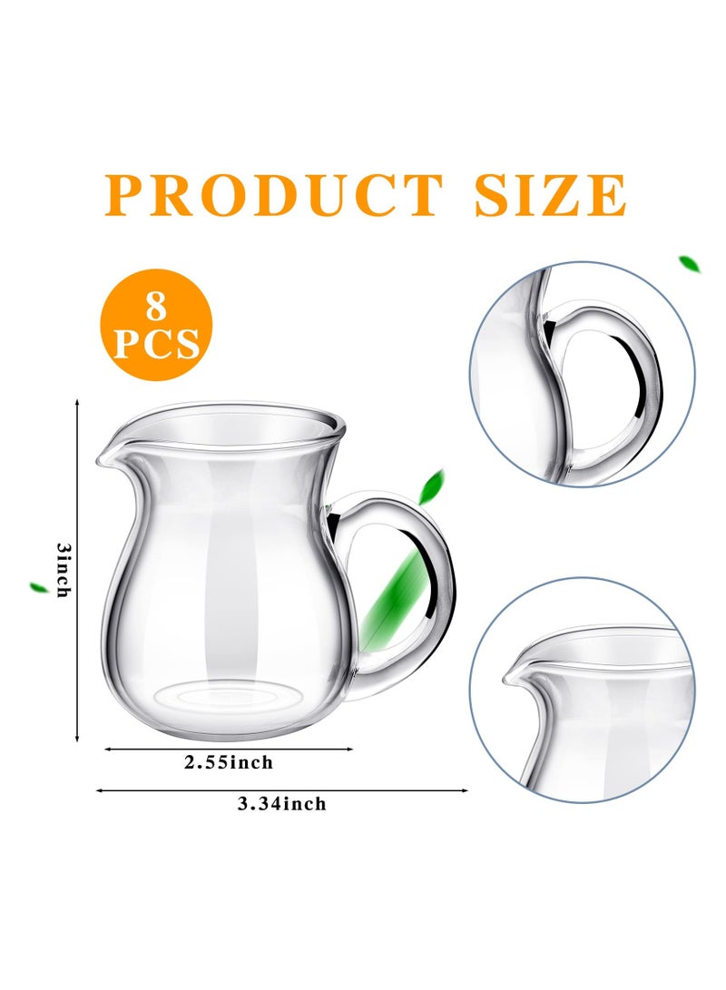 Excefore 4 Pcs Glass Creamer Cups, Small Pitcher Use for Milk Coffee, Mini Glass Pitcher with Handle, Classic Espresso Coffee Pot for Milk Coffee Tea Syrup - Image 2