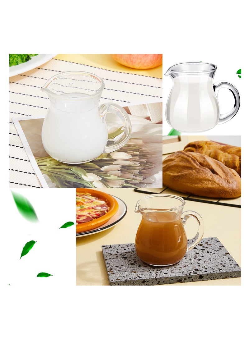 Excefore 4 Pcs Glass Creamer Cups, Small Pitcher Use for Milk Coffee, Mini Glass Pitcher with Handle, Classic Espresso Coffee Pot for Milk Coffee Tea Syrup - Image 3