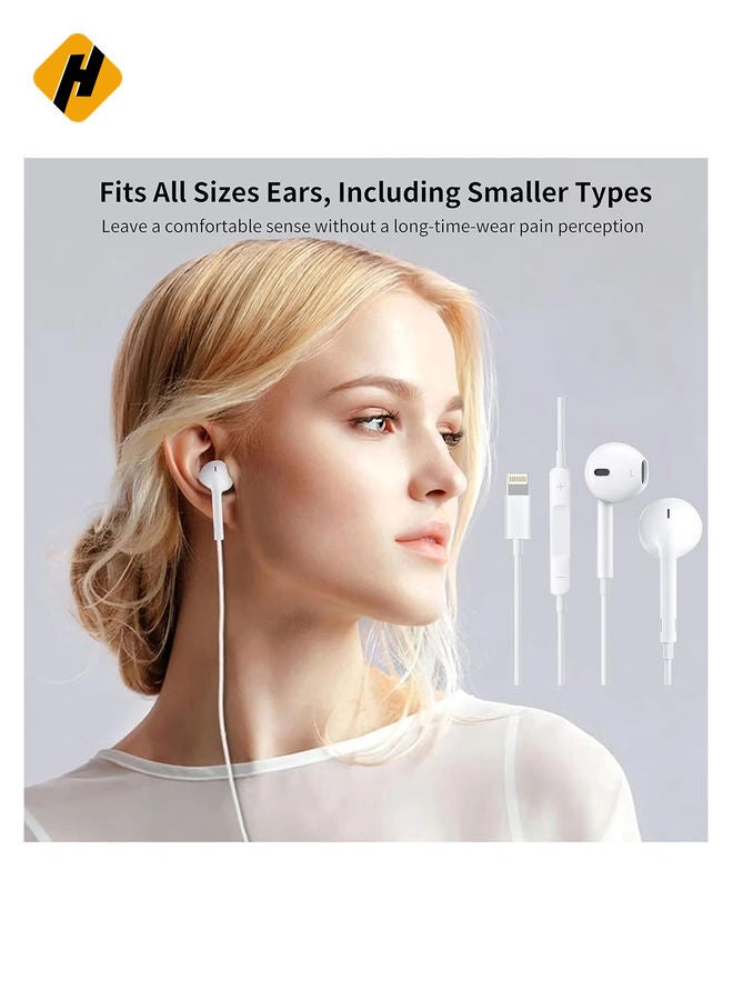 HuHa Wired Earbuds Headphones, Corded Ear Buds with Built-in Mic and Headphone Jack White Cable Head Phones Compatible with iPhone 14/13/12 Pro/Se/11 Pro/X/8 Plus/7 Plus, 2 Packs(Apple MFi Certified)  - Image 3