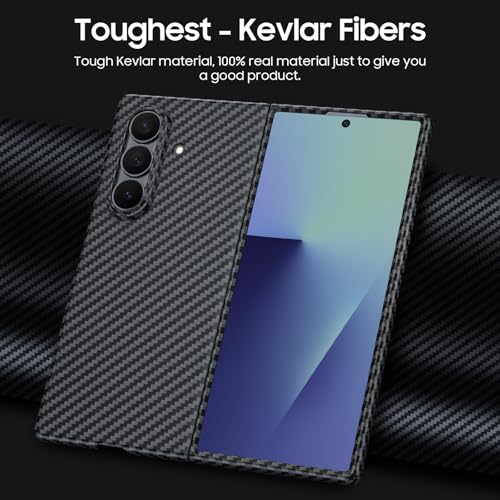 Midkart Ultimate Thin Case Compatible with Samsung Galaxy Z Fold 7 Matte Carbon Fiber Cover 1500D Sturdy Durable Aramid Super Light at 0.6mm No-Case Feeling, Black - Image 3