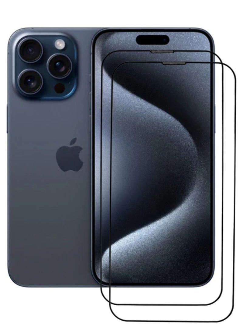 ACLIX 2 Pieces Antistatic ESD Dustproof Premium Quality High Definition Tempered Glass Screen Protector Designed For  iPhone 15 Pro - Image 1