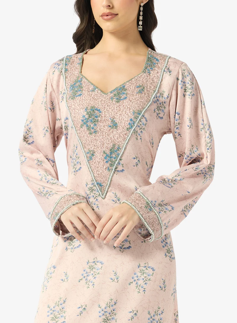 ARABIAN CLOSET Embellished Belted Jalabiya