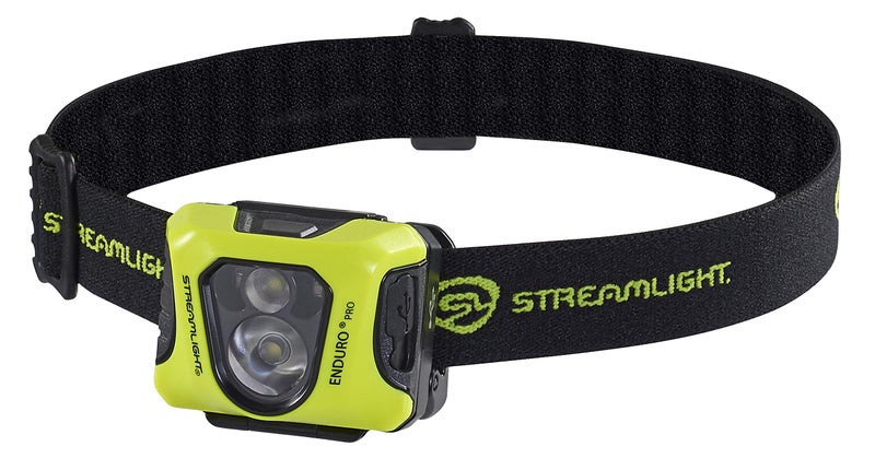 Streamlight 61436 Enduro Pro 200-Lumen USB Rechargeable LED Headlamp with Elastic Head Strap, Rubber Hard Hat Strap, 3M Dual Lock Fasteners, and USB Cable, Yellow - Image 1