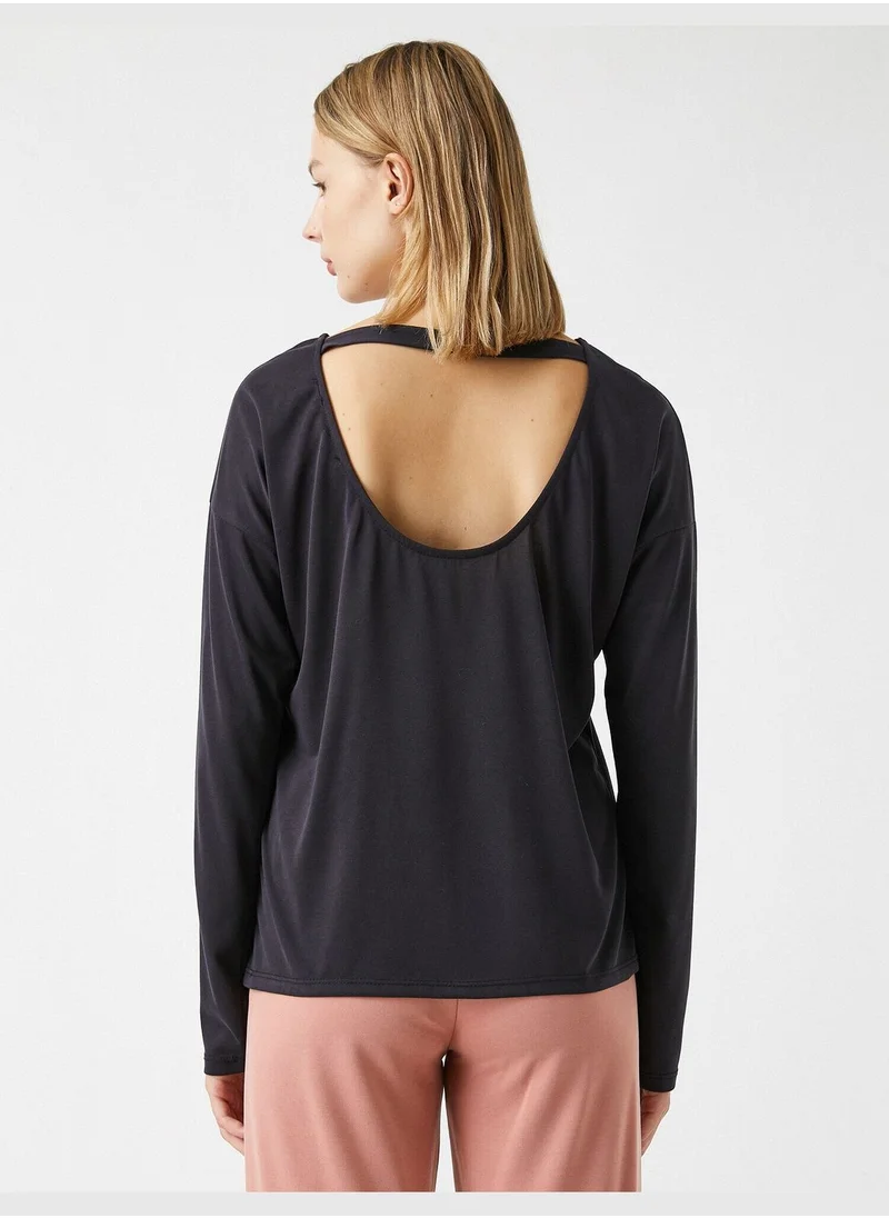 كوتون Revealing Back Long Sleeve T-Shirt