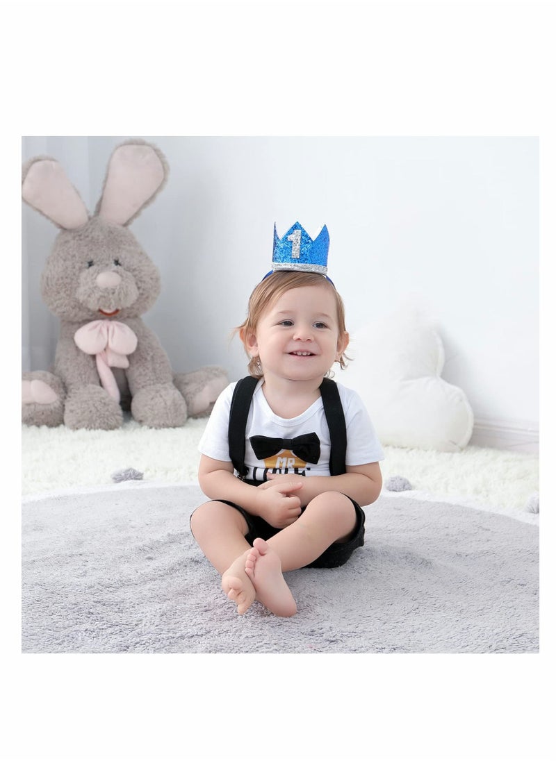 Excefore - Baby Boys First Birthday Outfit, Size 80 Baby Boy Outfit, Formal Suit Gentleman Romper Bow-tie Pants Outfits Set - Image 1