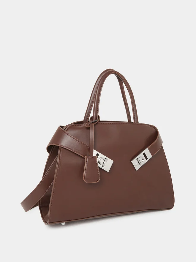 Styli Elegant Brown Satchel Handbag