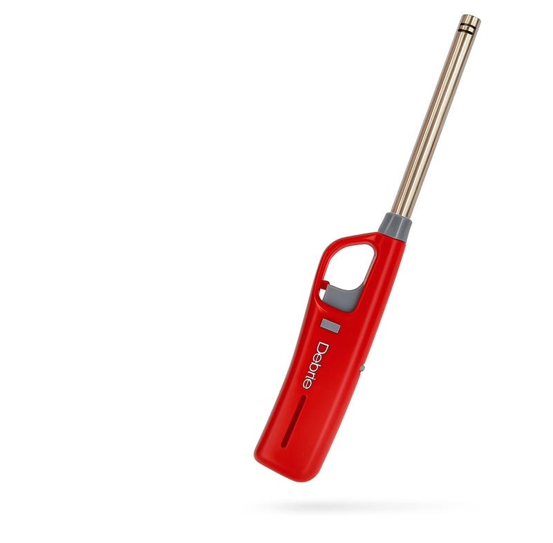 DEBIRE Gas Lighter for Kitchen, Candle Lighting, Refillable and Flame Adjustable Lighter for Gas Stove, Built-in Safety Lock, Multicolored Liter (Red-Blue, Pack of 2) - Image 2