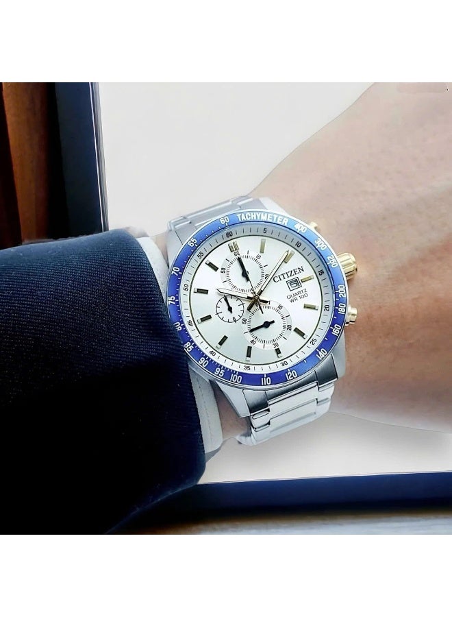 Citizen AN3686-53A Quartz Chronograph Wrist Watch for Men, 44 mm Diameter, Silver - Image 5