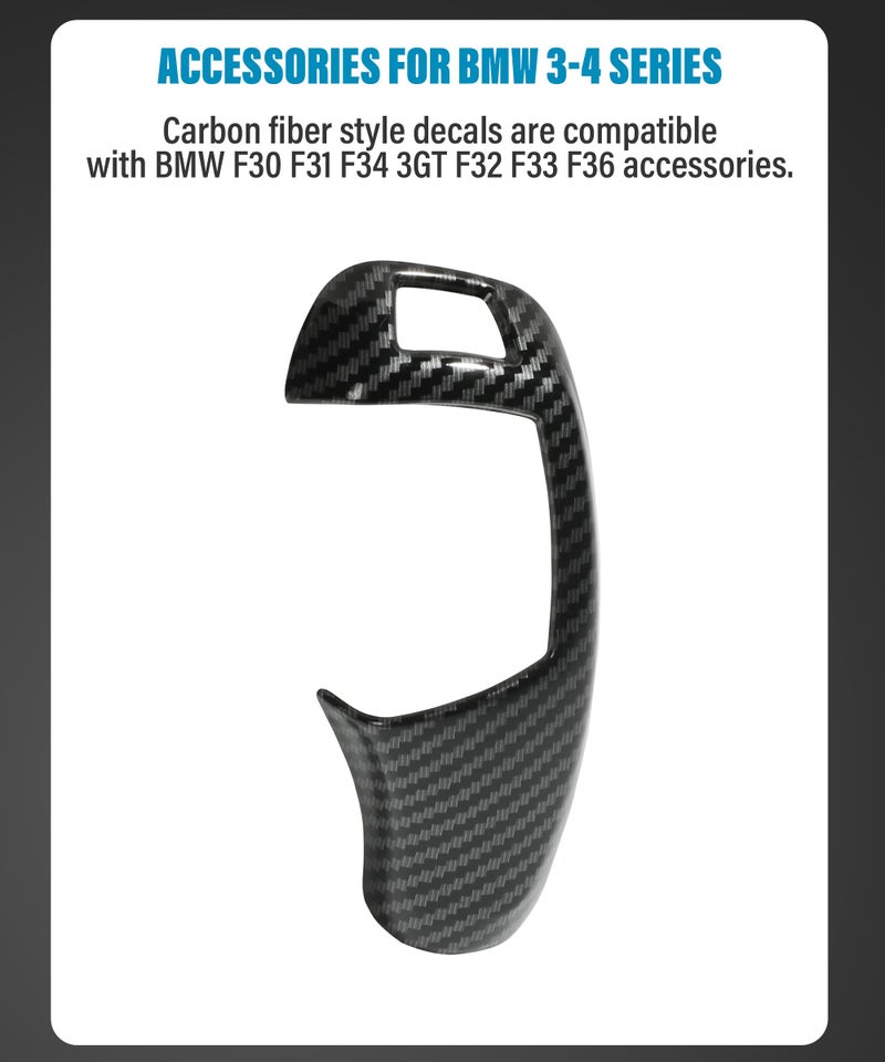 SUJADE YAKEFLY Carbon Fiber Car Gear Shift Knob Cover,Car Sticker Decals Gear Shift Knob Cover,Carbon Fiber Pattern for F20 F30 F31 F34 X5 F15 X6 F16 X3 F25 X4 F26 F1 Accessories - Image 2