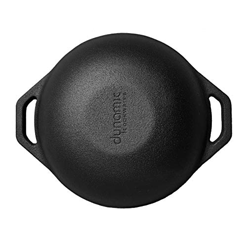 DYNAMIC COOKWARES Even Matte Finish Naturally Non Stick Kadai - 10 Inch Cast Iron Kadaai for Induction Stove – Premium Pre Seasoned Iron Wok – Ultra Thick Base for Even Cooking Wok with Dual Handle - Image 5