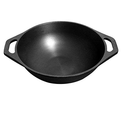 DYNAMIC COOKWARES Even Matte Finish Naturally Non Stick Kadai - 10 Inch Cast Iron Kadaai for Induction Stove – Premium Pre Seasoned Iron Wok – Ultra Thick Base for Even Cooking Wok with Dual Handle - Image 4