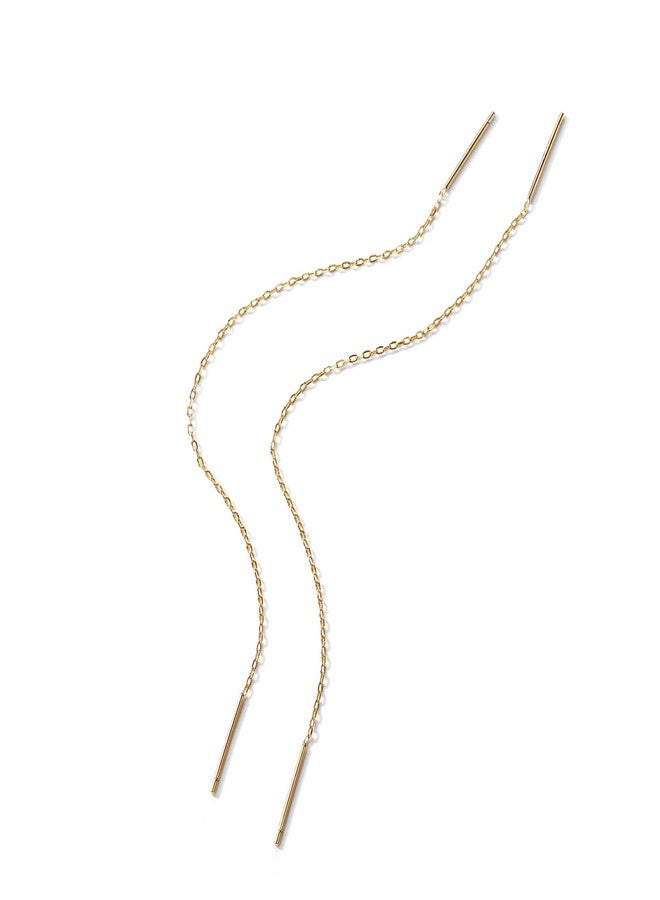 PAVOI 14K Gold Plated 925 Sterling Silver Ball Threader Earrings for Women in Yellow Gold - Image 3